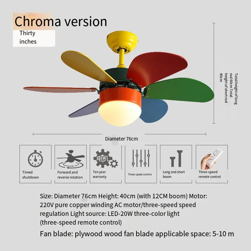 Nordic Fan Light Simple Bedroom Ceiling With Light Fan Modern Family Children's Room Low Floor Restaurant Ceiling Fan Light
