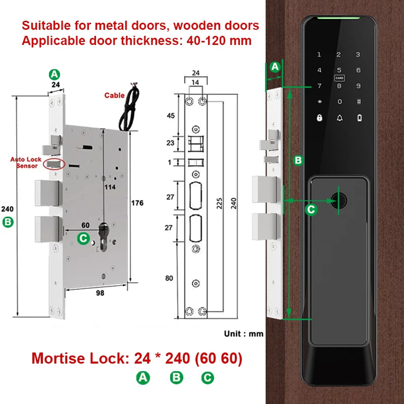 NEW RAYKUBE KX2 TT Lock Bluetooth Full-automatic Electronic Smart Door Lock With Biometric Fingerprint APP NFC Key Unlock