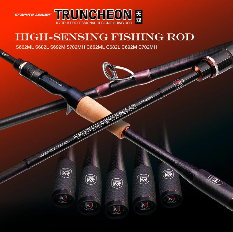 Kyorim TRUNCHEON BASS ROD TORAYCAR CARBON Fiber FUJI SIC GUIDE FuJi REEL SEAT FISHING Rods,2 Sections 682/702 Spinning/Casting