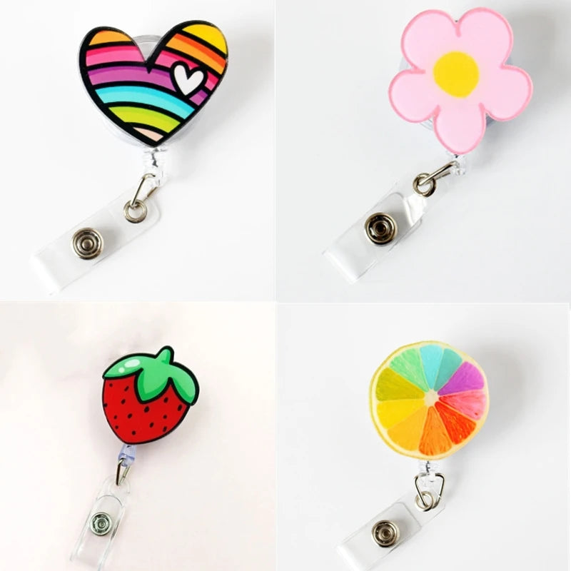 1pc Retractable Nurse Badge Reel Clip Students ID Card Badge Holder Accessories Cute Id Badge Reel School Supplies