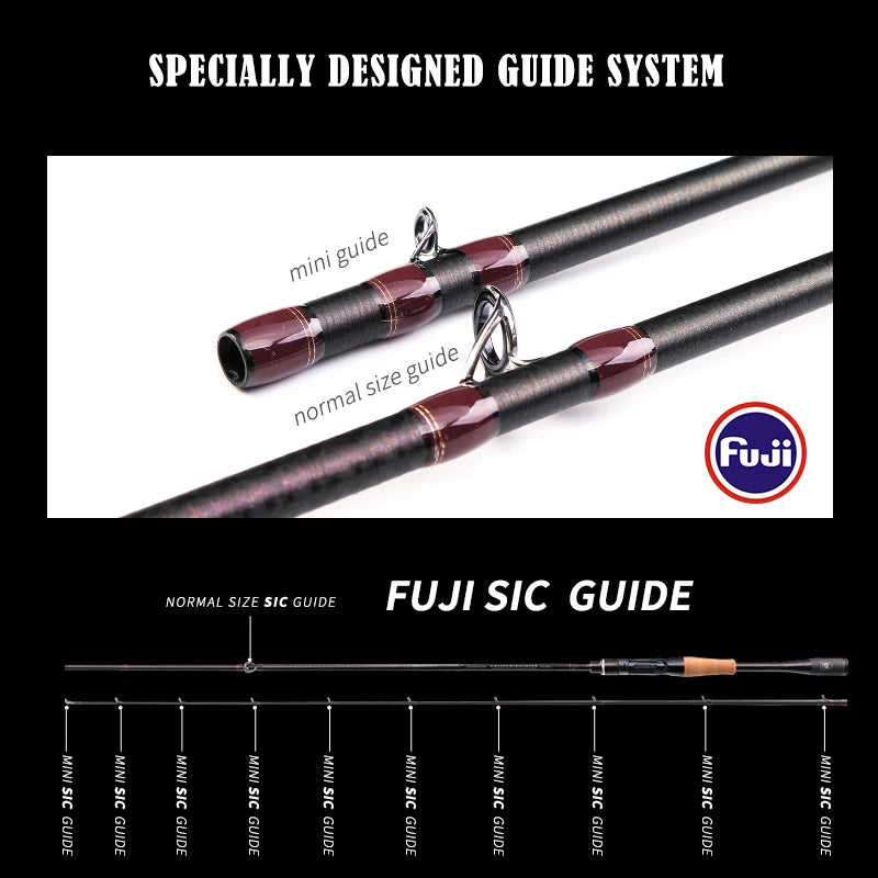 Kyorim TRUNCHEON BASS ROD TORAYCAR CARBON Fiber FUJI SIC GUIDE FuJi REEL SEAT FISHING Rods,2 Sections 682/702 Spinning/Casting
