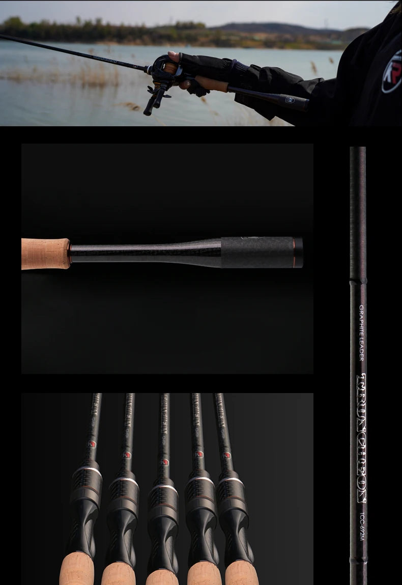 Kyorim TRUNCHEON BASS ROD TORAYCAR CARBON Fiber FUJI SIC GUIDE FuJi REEL SEAT FISHING Rods,2 Sections 682/702 Spinning/Casting