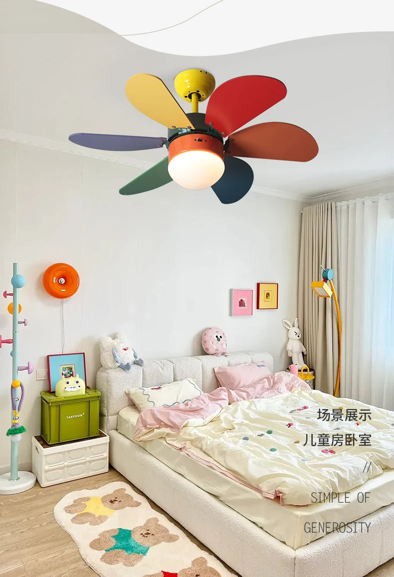 Nordic Fan Light Simple Bedroom Ceiling With Light Fan Modern Family  Children's Room Low Floor Restaurant Ceiling Fan Light