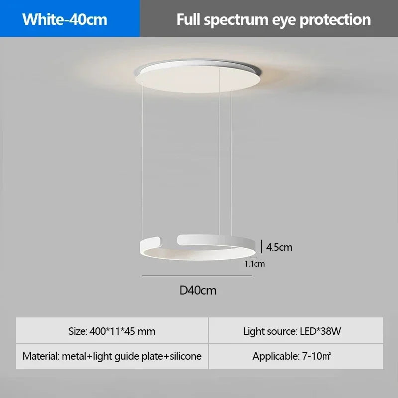 Modern Salon Design Ring Ceiling Chandelier Eye Protecting LED Lamp Bedroom Dining Room Study Pendant Lighting Fixture