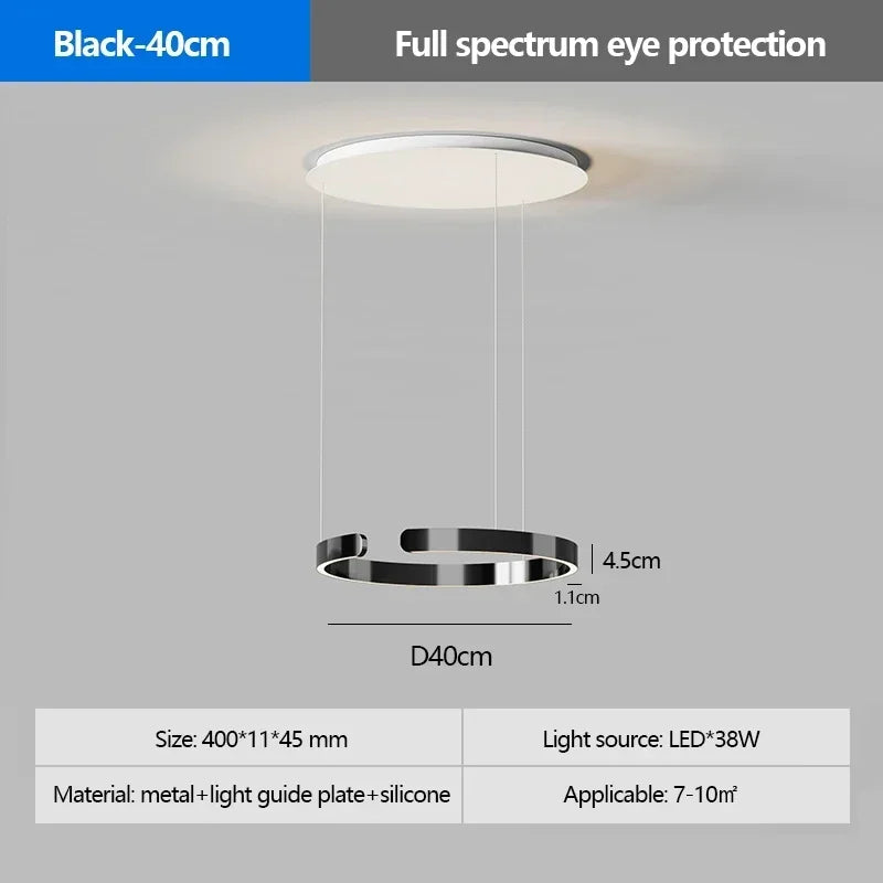 Modern Salon Design Ring Ceiling Chandelier Eye Protecting LED Lamp Bedroom Dining Room Study Pendant Lighting Fixture
