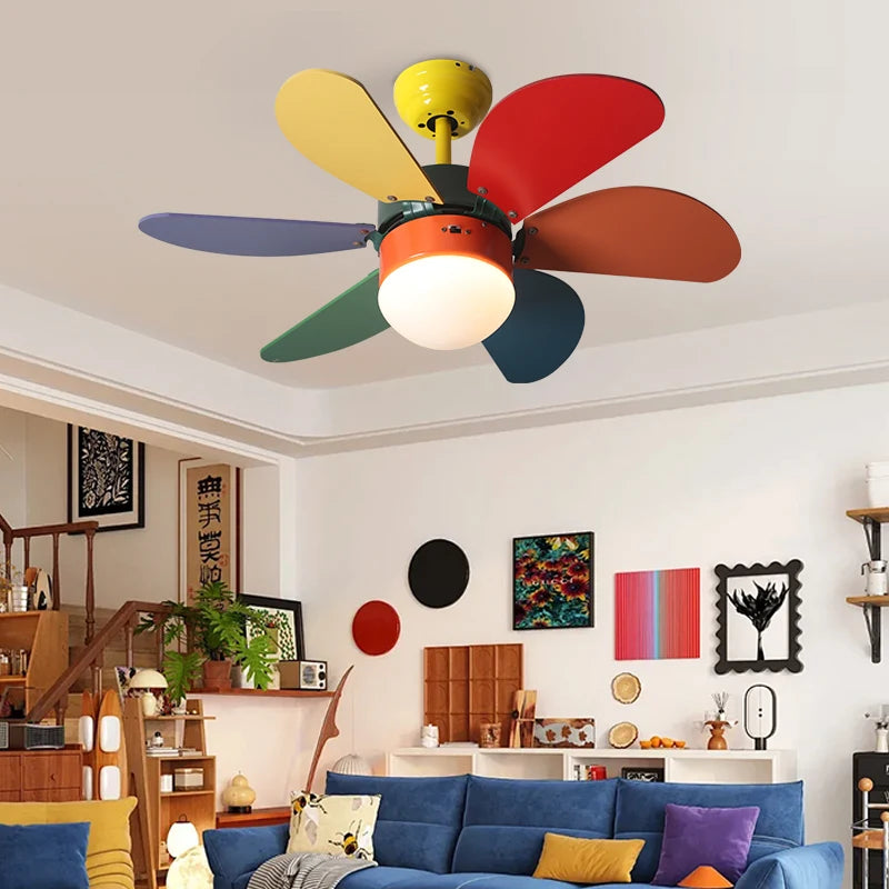 Nordic Fan Light Simple Bedroom Ceiling With Light Fan Modern Family  Children's Room Low Floor Restaurant Ceiling Fan Light