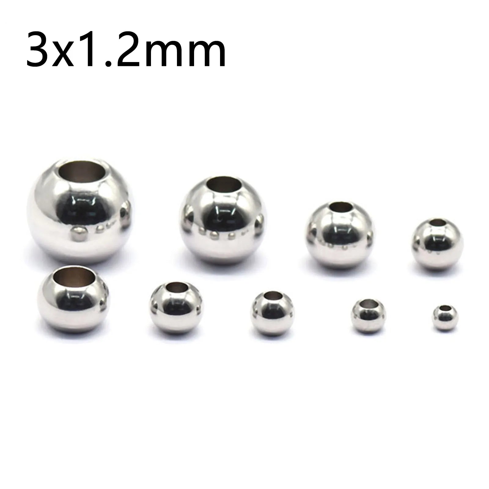 50 Piece 304 Stainless Steel Loose Spacer Beads Charms Silver Color Round Ball Beads For Jewelry Making Diy Necklace Findings