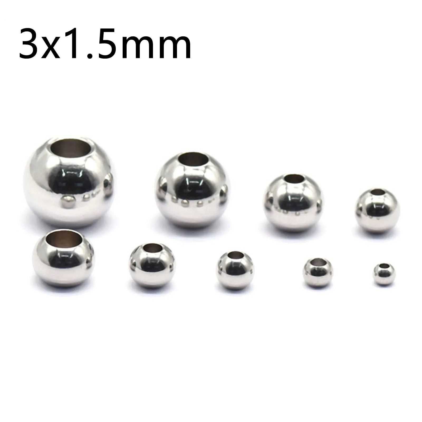 50 Piece 304 Stainless Steel Loose Spacer Beads Charms Silver Color Round Ball Beads For Jewelry Making Diy Necklace Findings