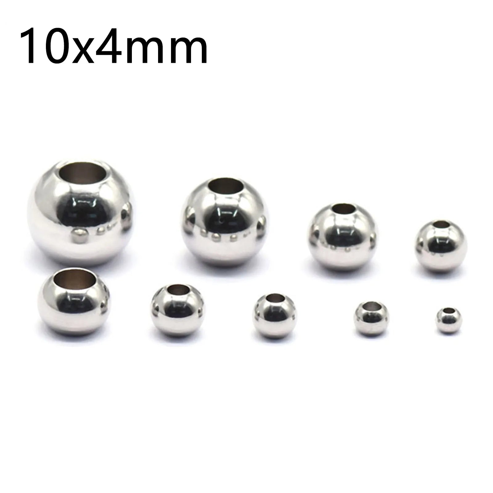 50 Piece 304 Stainless Steel Loose Spacer Beads Charms Silver Color Round Ball Beads For Jewelry Making Diy Necklace Findings