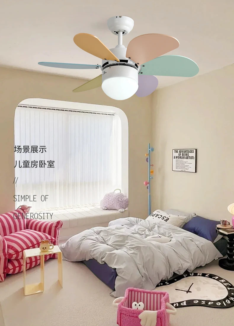 Nordic Fan Light Simple Bedroom Ceiling With Light Fan Modern Family  Children's Room Low Floor Restaurant Ceiling Fan Light