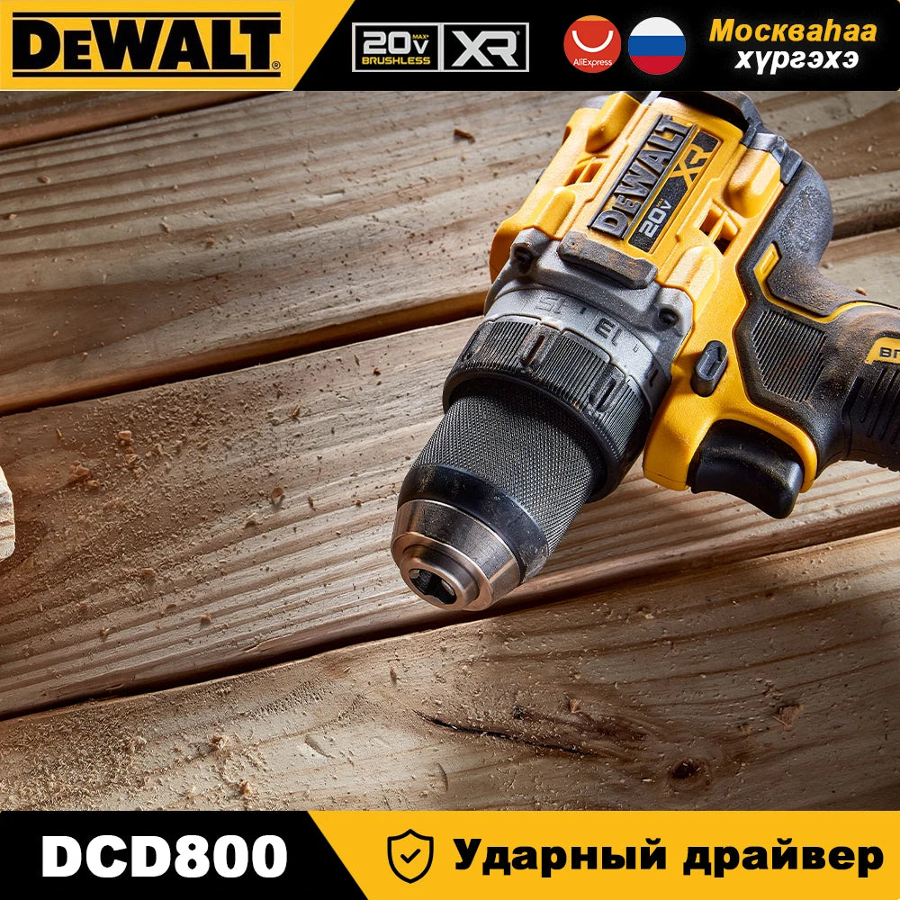 DeWalt DCD800 Brushless Cordless Compact Drill Driver 20V Electric Drill Screwdriver Household Rechargeable Lithium Power Tools
