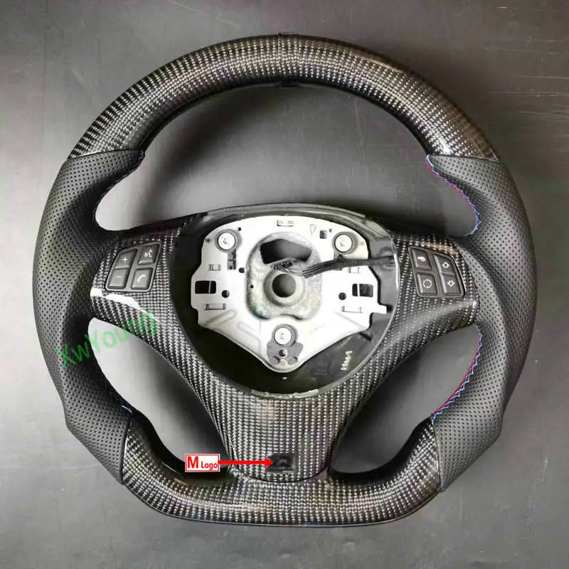 For BMW 3 Series E82 E84 E87 X1 E90 320d E92 E93 320i(No Paddle Shifters) 100% Real Carbon Fiber Car Steering Wheel