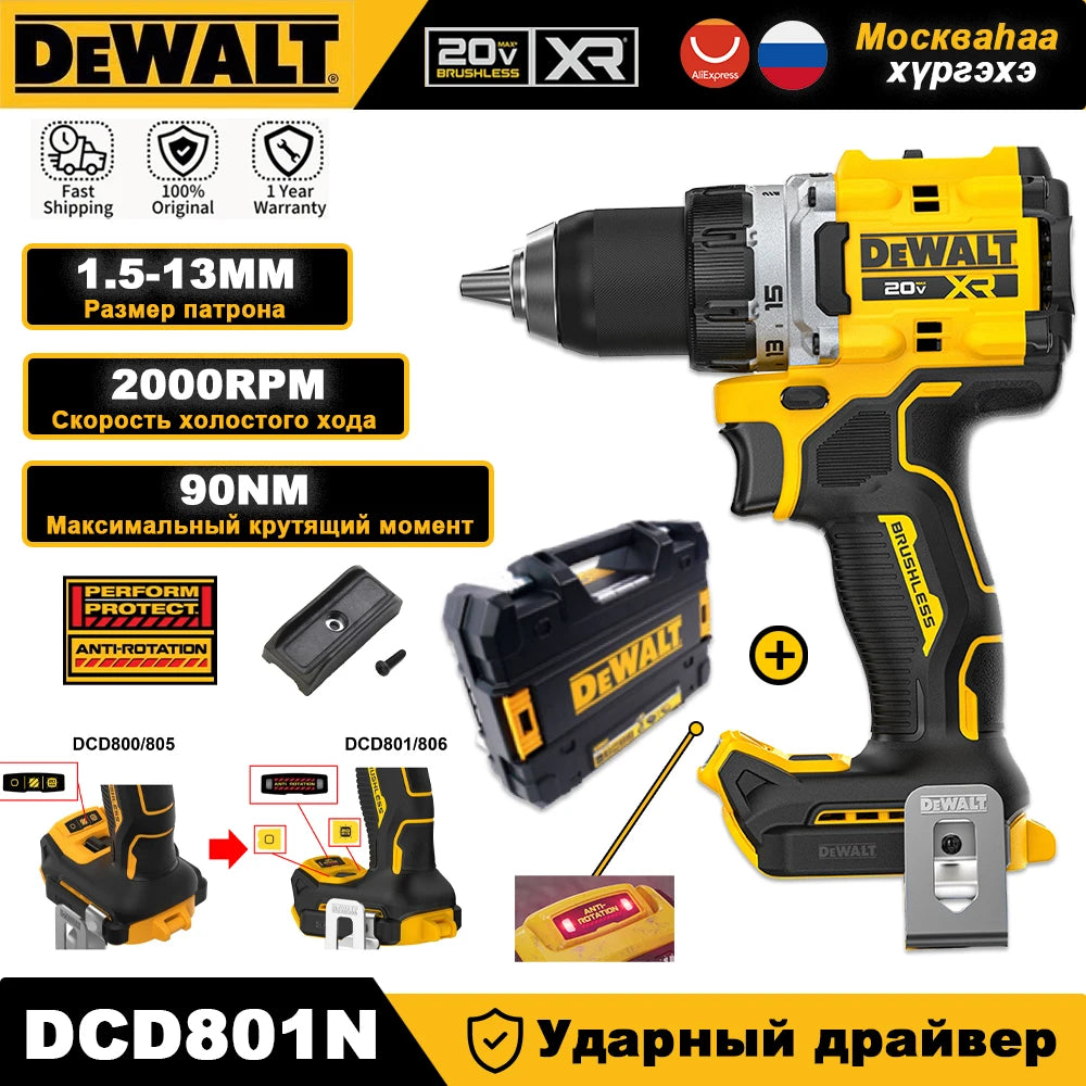 DeWalt DCD800 Brushless Cordless Compact Drill Driver 20V Electric Drill Screwdriver Household Rechargeable Lithium Power Tools