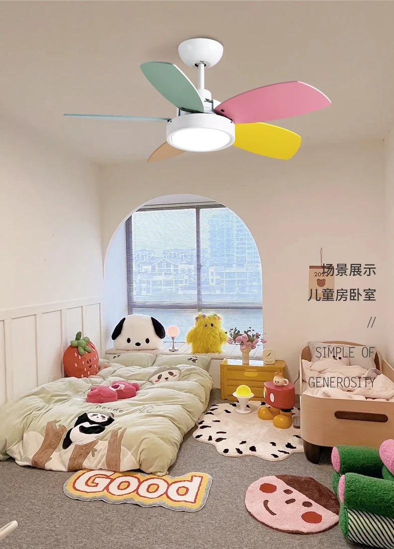 Nordic Fan Light Simple Bedroom Ceiling With Light Fan Modern Family  Children's Room Low Floor Restaurant Ceiling Fan Light