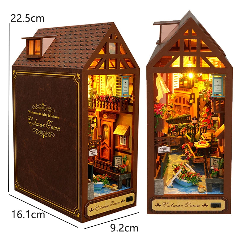 DIY Book Nook Kit Wooden Mini Doll House 3D Puzzle Model Bookshelf Bookends Making Room Toys Home Bedroom Decorations Gifts