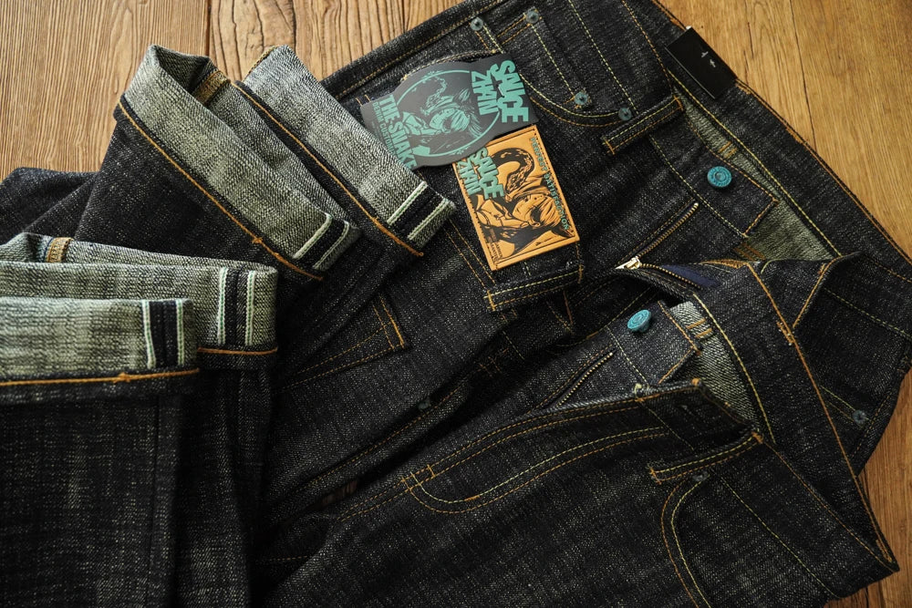 Sauce Zhan Mens Jeans Sanforized Selvedge Denim Jeans Limited EditionDouble-sided Dyeing 66 Fit 20 Oz