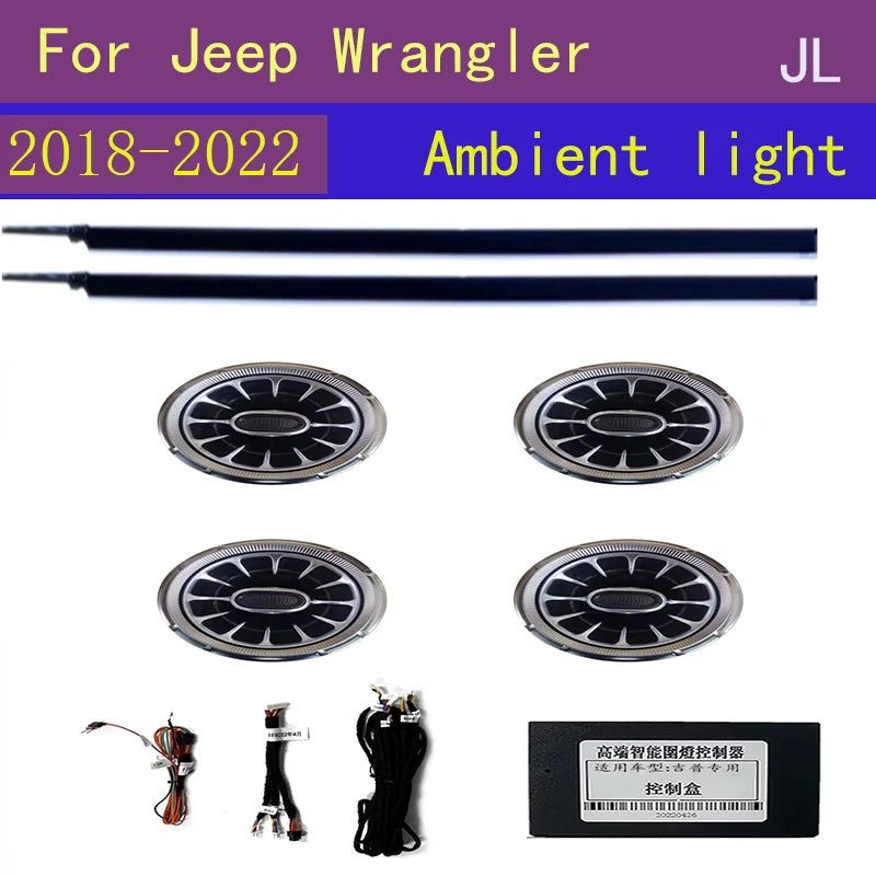 LED 64 colors Turbine Outlet LED Ambient Light For Jeep Wrangler JL 2018 - 2022  JK 2011-2017 Front Air Vent Inlet  Ambient Lamp