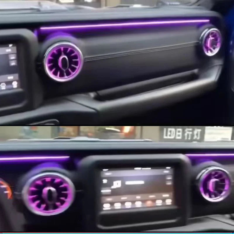LED 64 colors Turbine Outlet LED Ambient Light For Jeep Wrangler JL 2018 - 2022  JK 2011-2017 Front Air Vent Inlet  Ambient Lamp