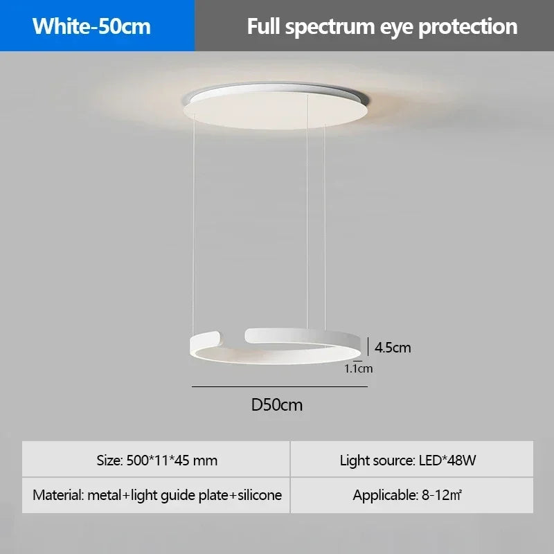Modern Salon Design Ring Ceiling Chandelier Eye Protecting LED Lamp Bedroom Dining Room Study Pendant Lighting Fixture