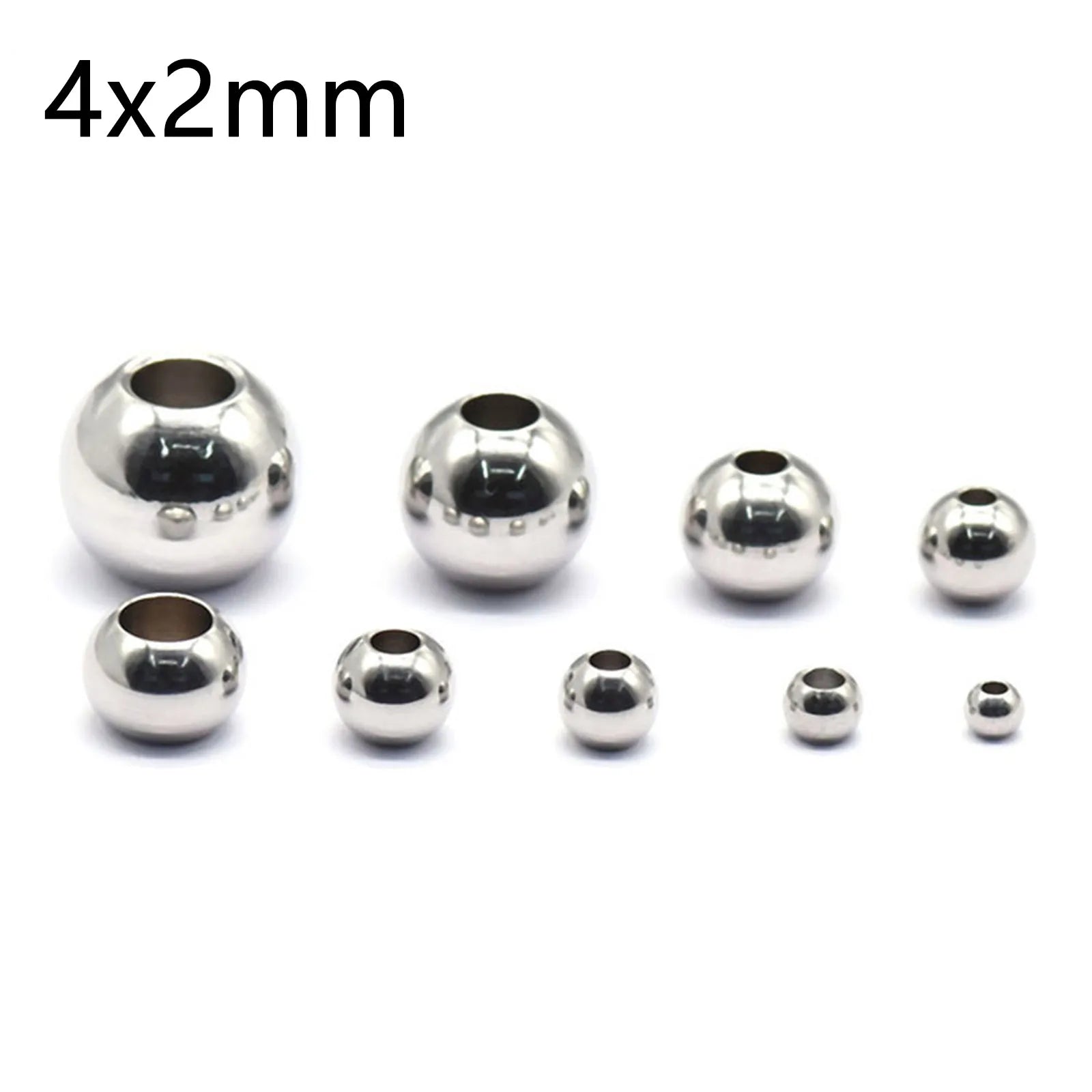 50 Piece 304 Stainless Steel Loose Spacer Beads Charms Silver Color Round Ball Beads For Jewelry Making Diy Necklace Findings