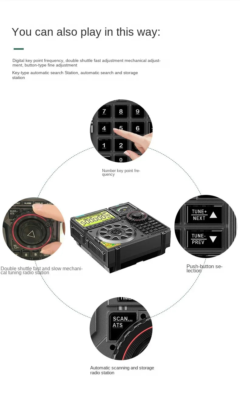 Original HRD-C919 AIR FM MW SW Shortwave VHF UHF WB Multi-band Radio Portable Aviation Band Radio Receiver 5000ma Battery
