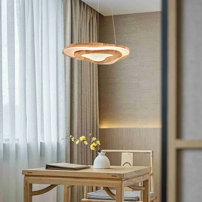 Chinese Zen lustre Wood Ceiling Lamp Creative Cloud Acrylic led lights Hotel Restaurant Tearoom Lounge Bedroom Balcony Lighting