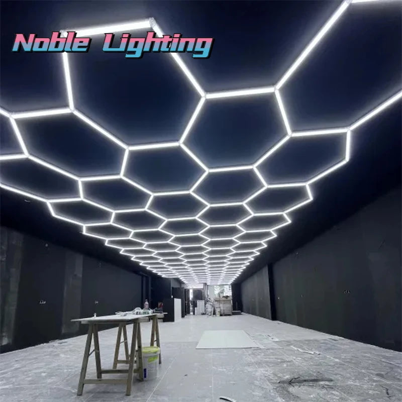 Customized Barbershop Hair Salon Hexagon Led Lights Garage Lamp Honeycomb Led Light for Showroom Ceiling Light Hexagon Light