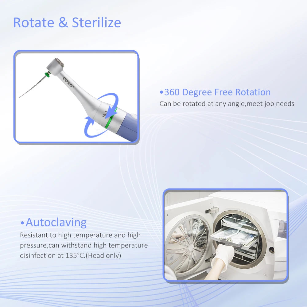 Dental Wireless Endo Motor 16:1 Head 360°Adjustable Handpiece for Root Canal Treat T-Mode COXO C-SMART NOVA Endodontic Motor
