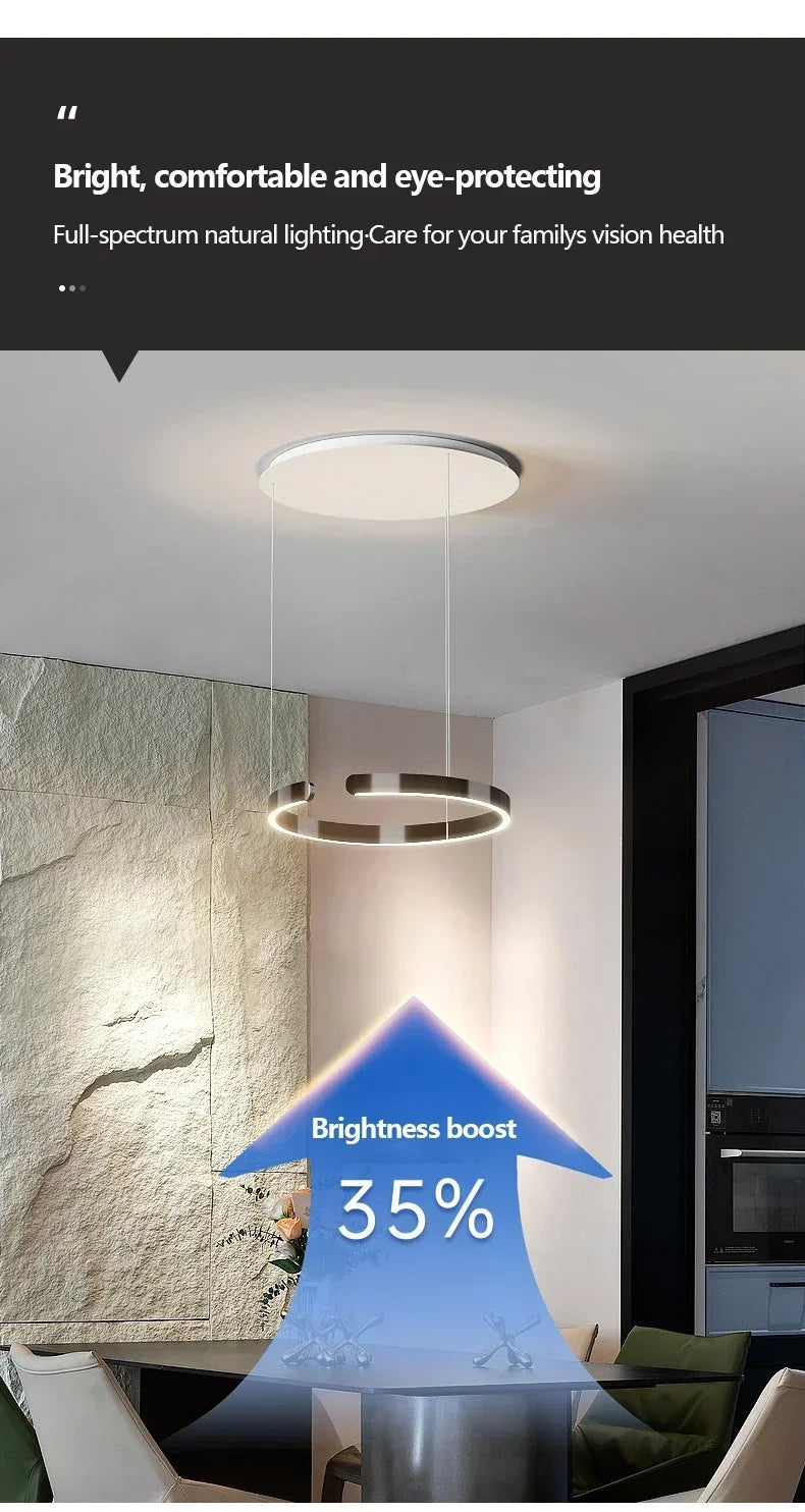 Modern Salon Design Ring Ceiling Chandelier Eye Protecting LED Lamp Bedroom Dining Room Study Pendant Lighting Fixture