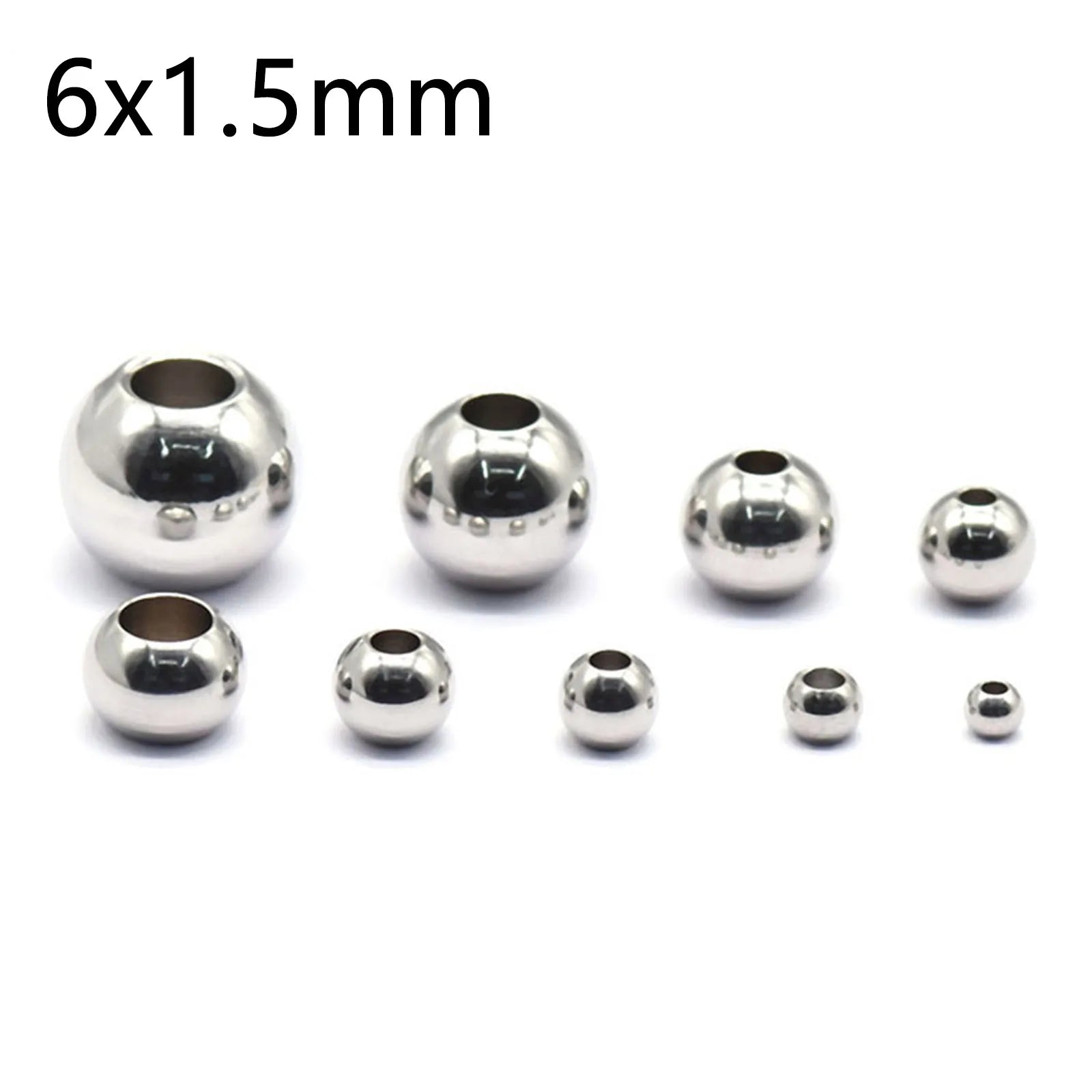 50 Piece 304 Stainless Steel Loose Spacer Beads Charms Silver Color Round Ball Beads For Jewelry Making Diy Necklace Findings