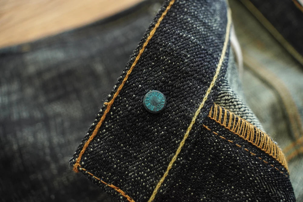 Sauce Zhan Mens Jeans Sanforized Selvedge Denim Jeans Limited EditionDouble-sided Dyeing 66 Fit 20 Oz