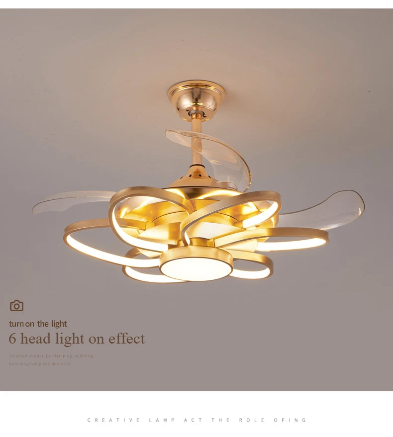Nordic bedroom decor led lights for room Ceiling fan light lamp restaurant dining room Ceiling fans with lights remote control