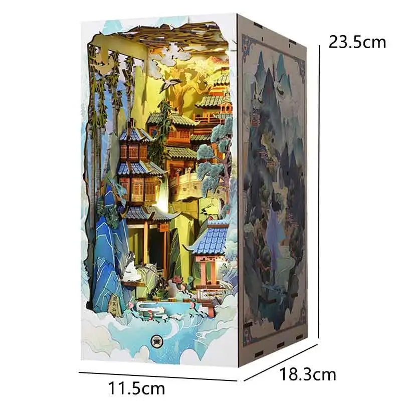 DIY Book Nook Kit Wooden Mini Doll House 3D Puzzle Model Bookshelf Bookends Making Room Toys Home Bedroom Decorations Gifts