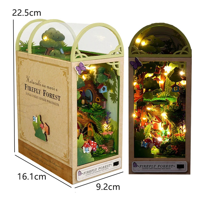 DIY Book Nook Kit Wooden Mini Doll House 3D Puzzle Model Bookshelf Bookends Making Room Toys Home Bedroom Decorations Gifts
