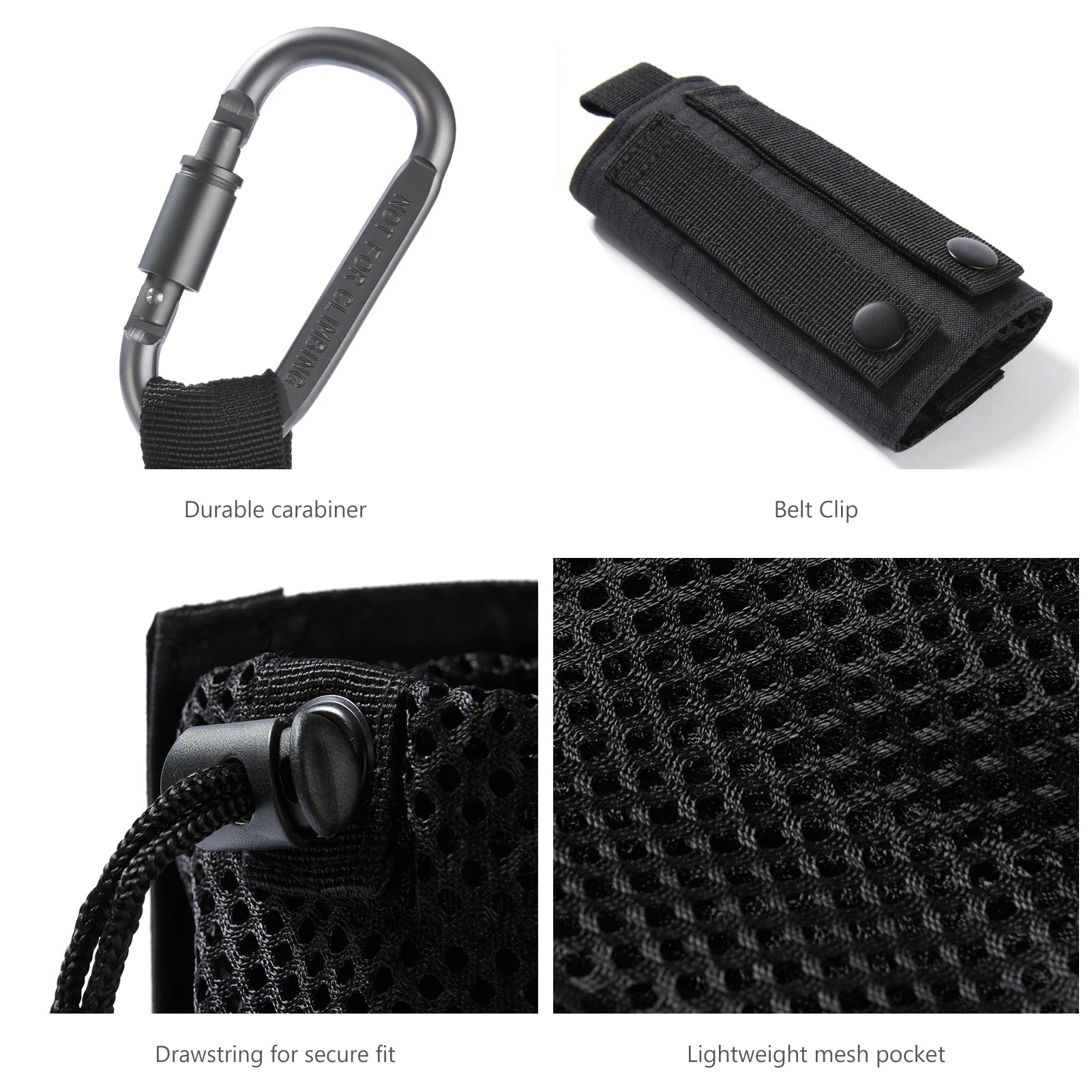Bassdash Water Bottle Pouch with Molle Straps Belt Clip Carabiner Foldable Mesh Holder Bag for Travel Fishing Hunting Hiking
