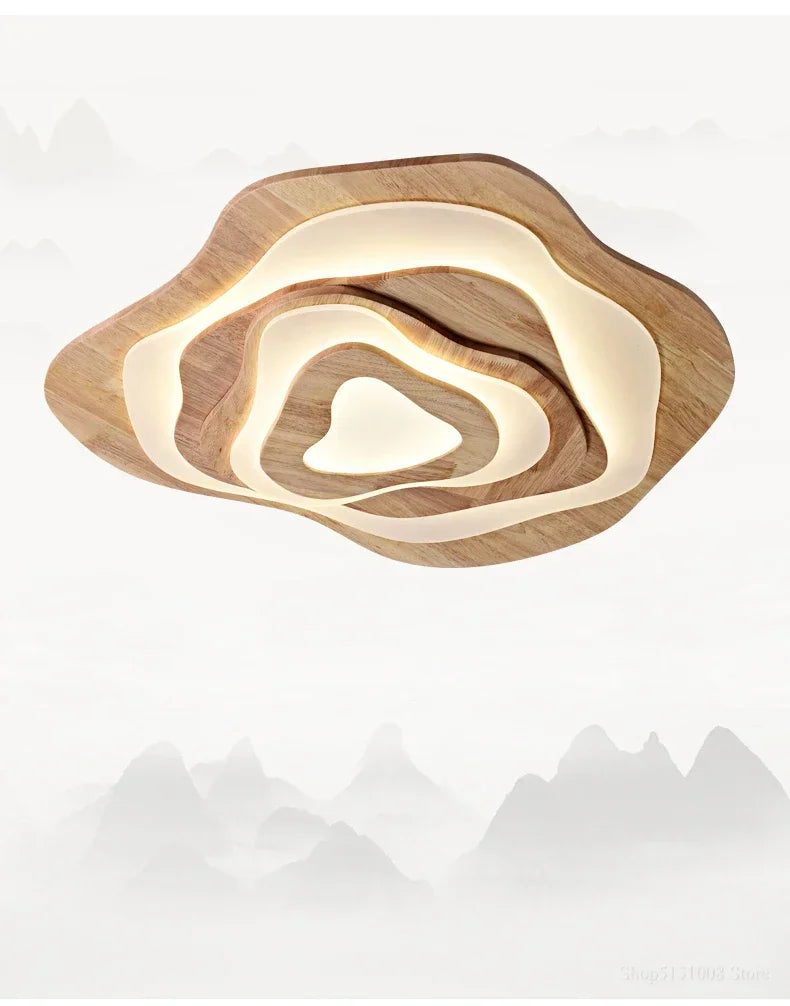 Chinese Zen lustre Wood Ceiling Lamp Creative Cloud Acrylic led lights Hotel Restaurant Tearoom Lounge Bedroom Balcony Lighting