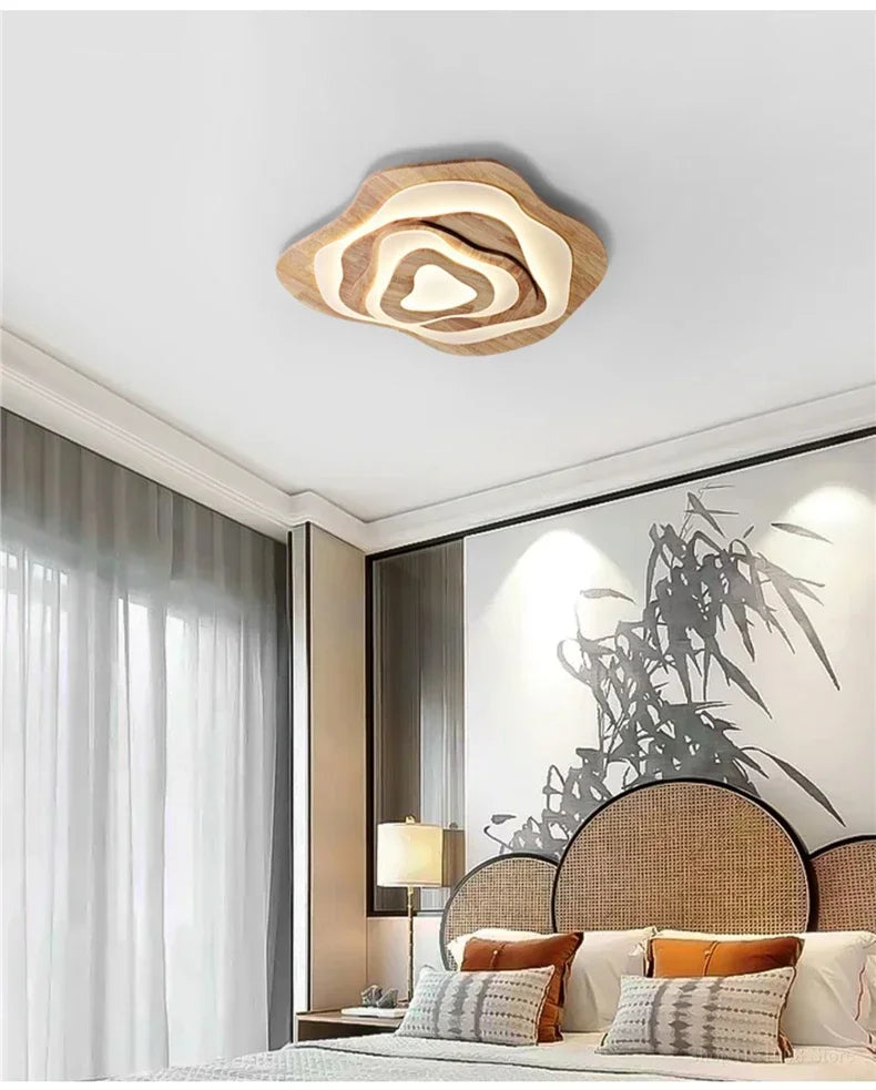 Chinese Zen lustre Wood Ceiling Lamp Creative Cloud Acrylic led lights Hotel Restaurant Tearoom Lounge Bedroom Balcony Lighting