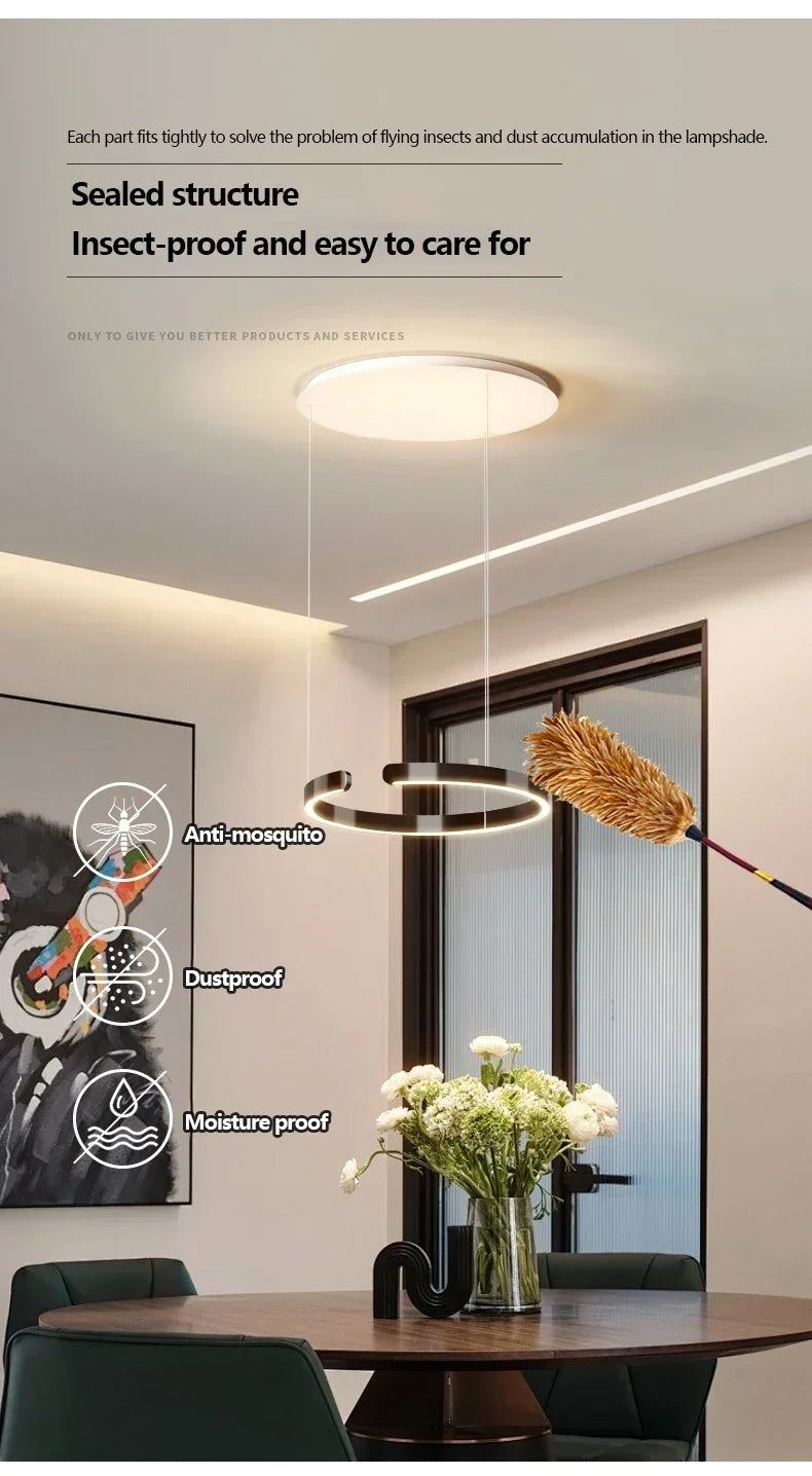 Modern Salon Design Ring Ceiling Chandelier Eye Protecting LED Lamp Bedroom Dining Room Study Pendant Lighting Fixture