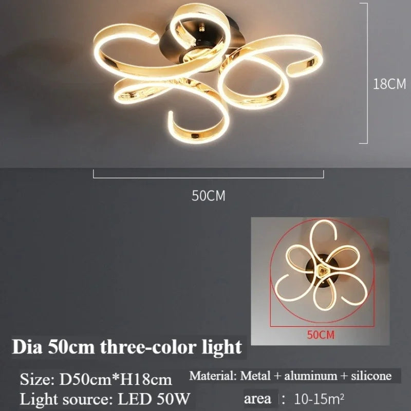 2025 New petal living room ceiling light modern simple luxury main lamp simple art design room bedroom light