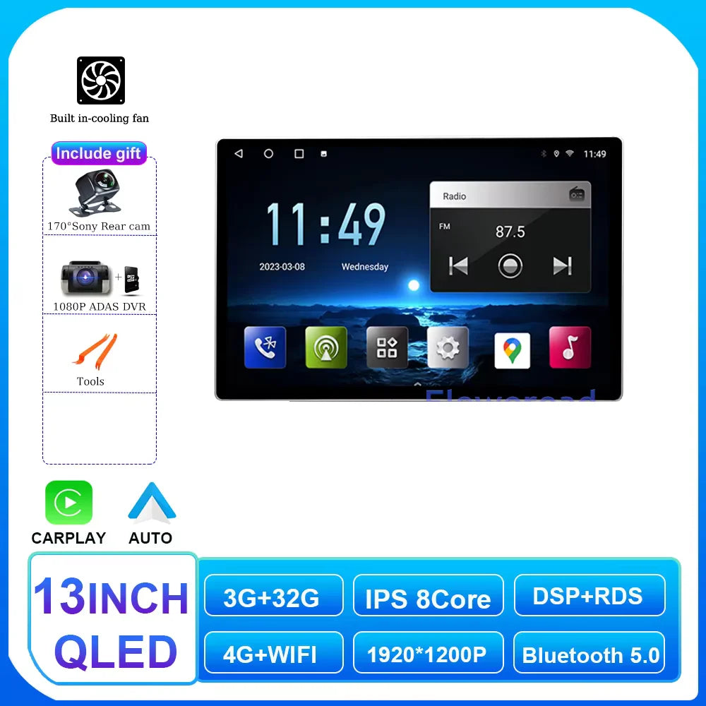 13.1 Inch Car Radio Android 14 For Jeep Wrangler 3 JK 2010 - 2018 GPS Navigation Auto Stereo Multimedia Player