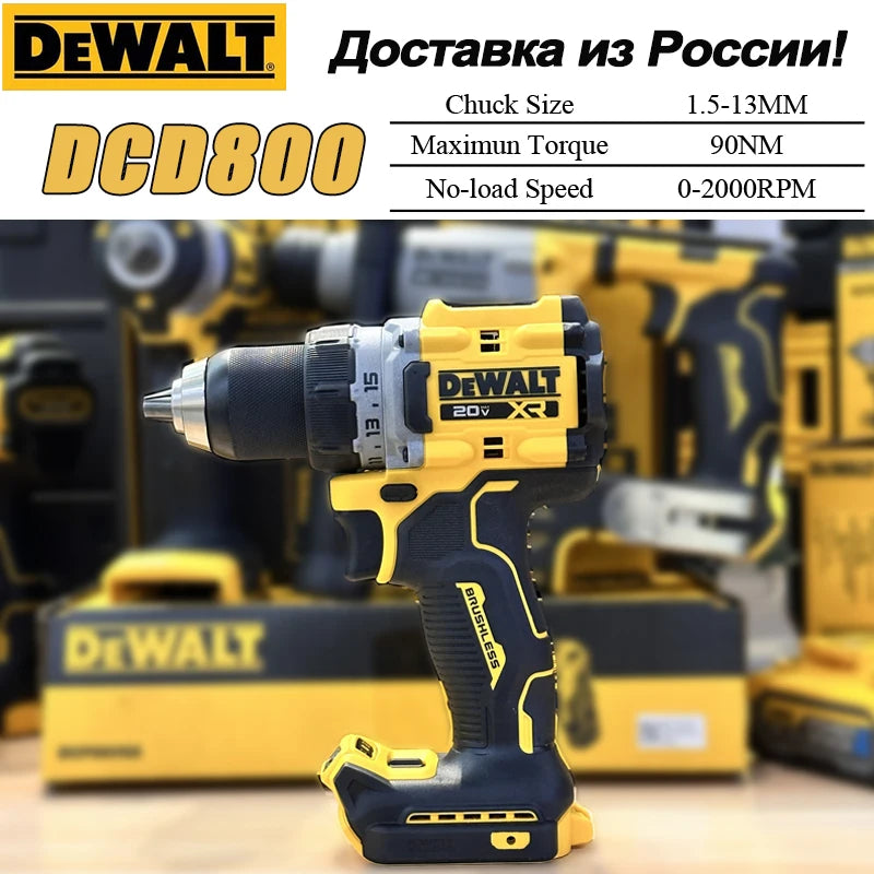 DeWalt DCD800 Brushless Cordless Compact Drill Driver 20V Electric Drill Screwdriver Household Rechargeable Lithium Power Tools