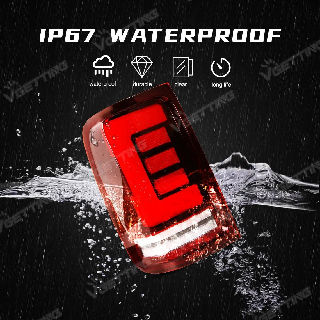 For VW Volkswagen Amarok V6 2008 - 2022 Tail Lamps Turn Signal Rear Brake Reverse Running Light Taillights Car Accessories 12V