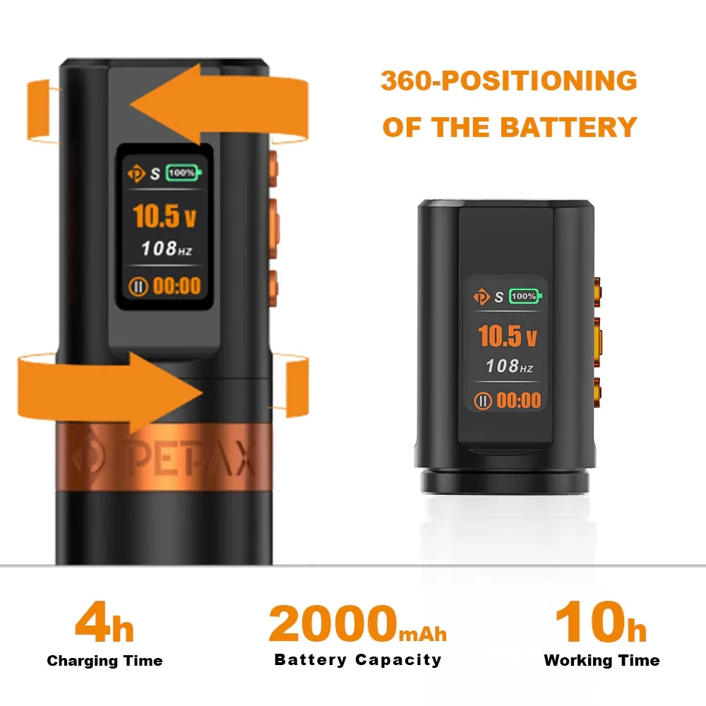 PEPAX Leve H2 Wirerless Tattoo Pen 3.5/4.2/5.0MM Stroke Pen with 2000mAh 2 Batteries Wireless Tattoo Machine Gun for Body Art