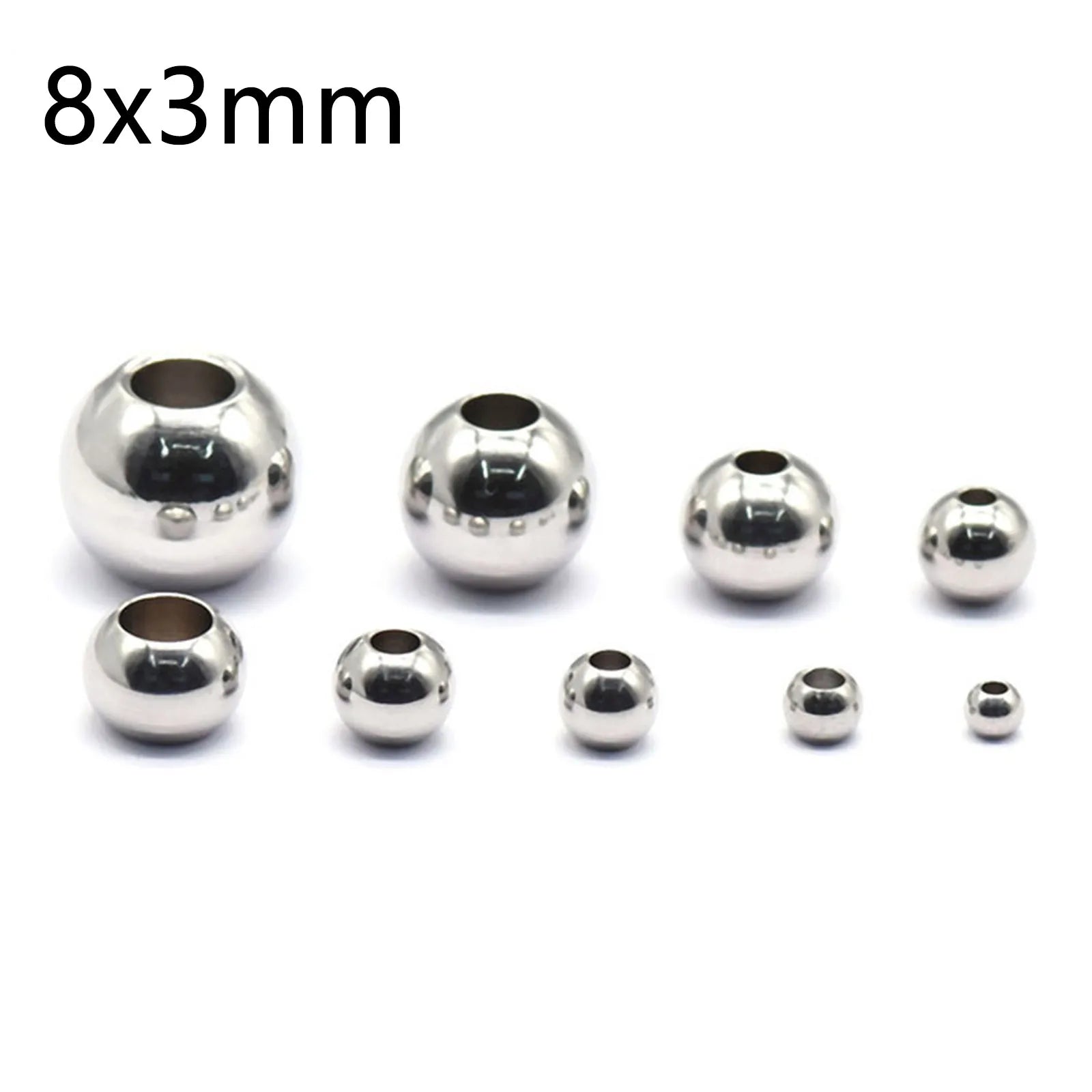 50 Piece 304 Stainless Steel Loose Spacer Beads Charms Silver Color Round Ball Beads For Jewelry Making Diy Necklace Findings