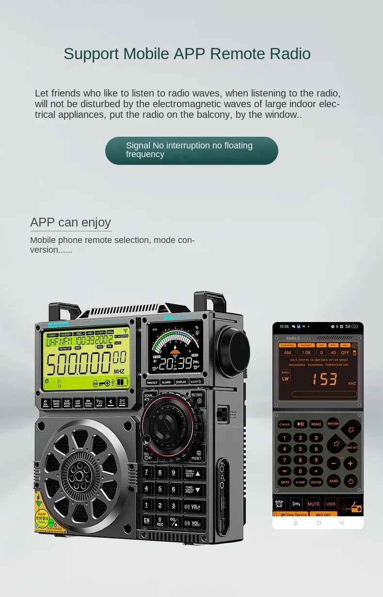 Original HRD-C919 AIR FM MW SW Shortwave VHF UHF WB Multi-band Radio Portable Aviation Band Radio Receiver 5000ma Battery