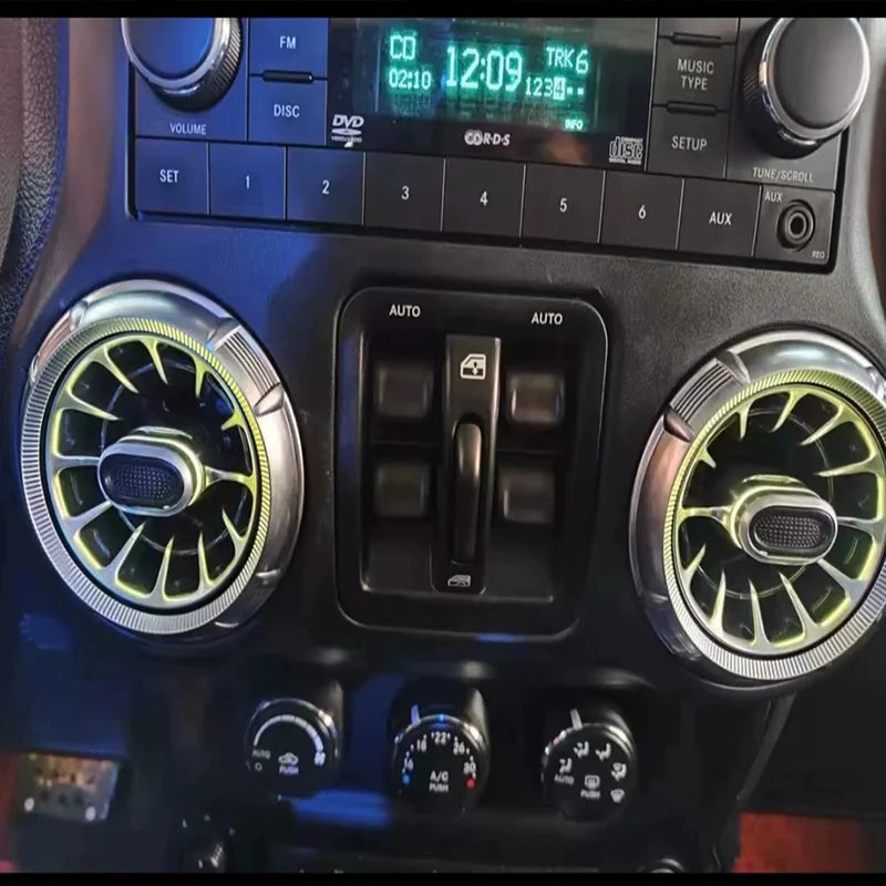 LED 64 colors Turbine Outlet LED Ambient Light For Jeep Wrangler JL 2018 - 2022  JK 2011-2017 Front Air Vent Inlet  Ambient Lamp