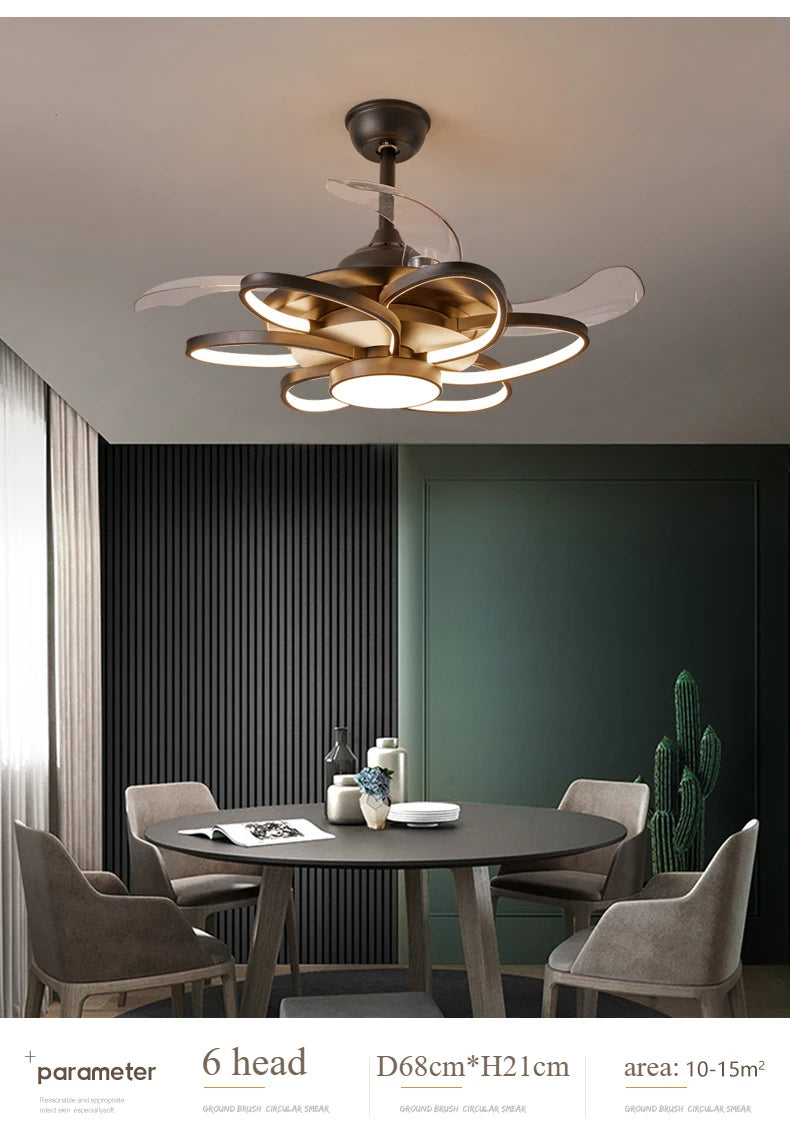 Nordic bedroom decor led lights for room Ceiling fan light lamp restaurant dining room Ceiling fans with lights remote control