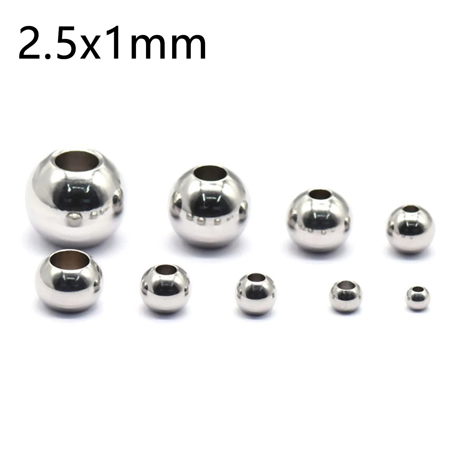 50 Piece 304 Stainless Steel Loose Spacer Beads Charms Silver Color Round Ball Beads For Jewelry Making Diy Necklace Findings