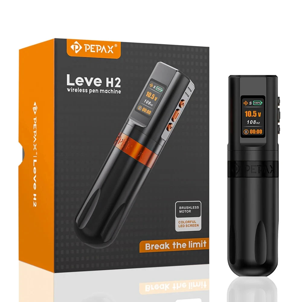 PEPAX Leve H2 Wirerless Tattoo Pen 3.5/4.2/5.0MM Stroke Pen with 2000mAh 2 Batteries Wireless Tattoo Machine Gun for Body Art