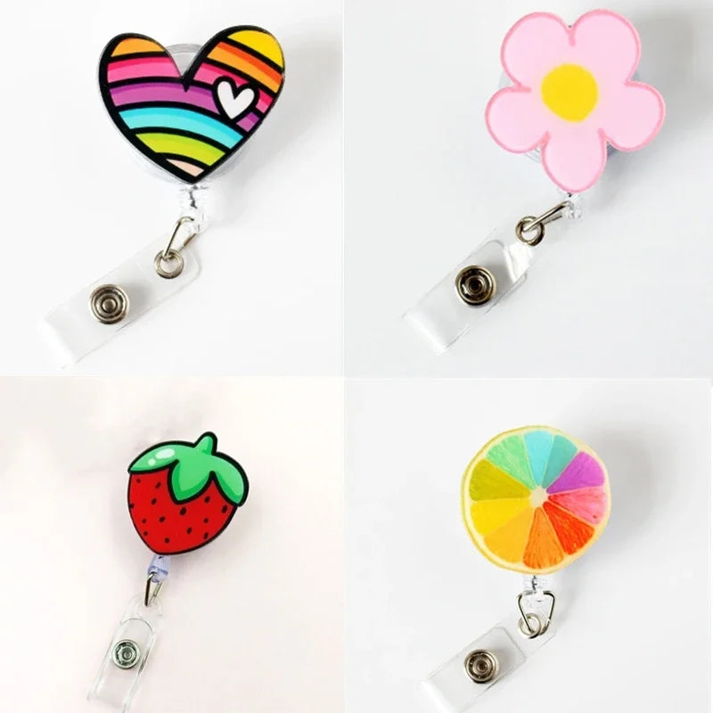 1pc Retractable Nurse Badge Reel Clip Students ID Card Badge Holder Accessories Cute Id Badge Reel School Supplies